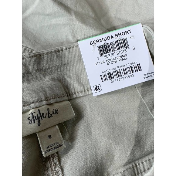 Style & Co Women's Stone Wall Mid-Rise Roll-Cuff Short Bermuda Shorts SZ 8 - Picture 10 of 11